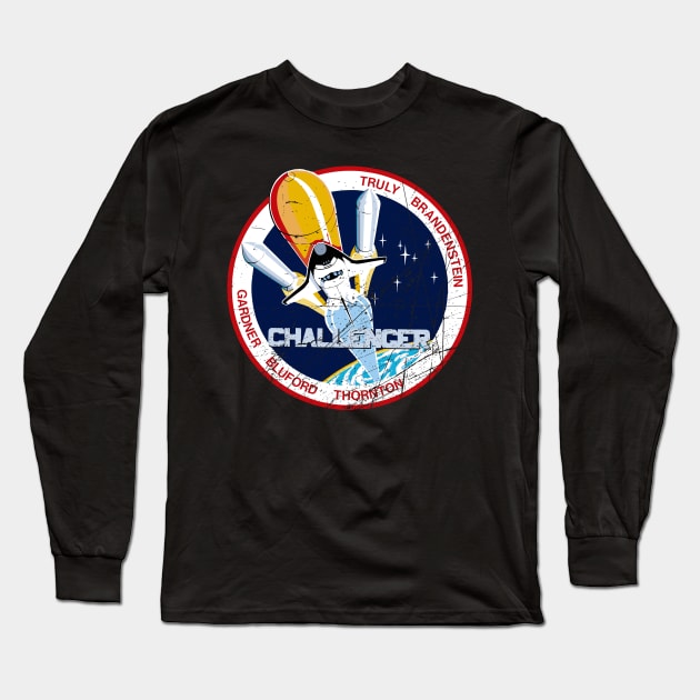 STS-8 Challenger Vintage Long Sleeve T-Shirt by Mandra